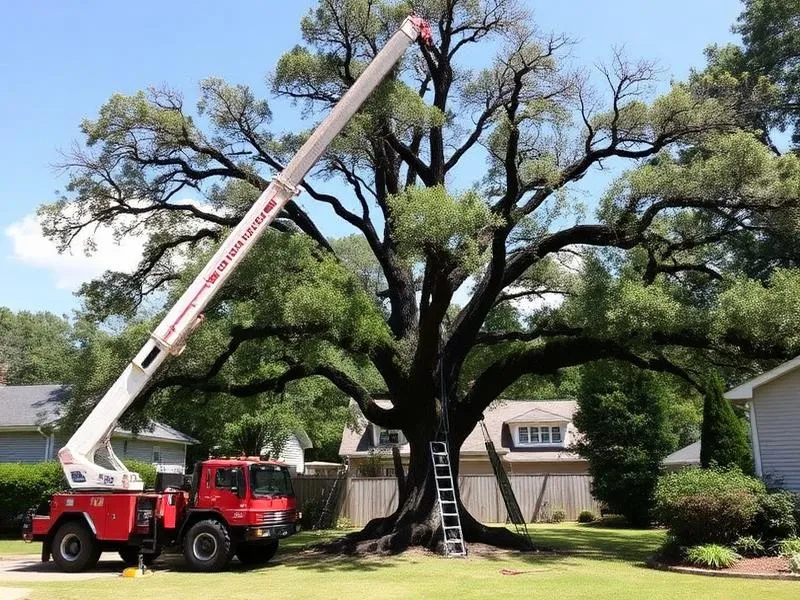 Crane tree removal of a large oak in Columbia, SC