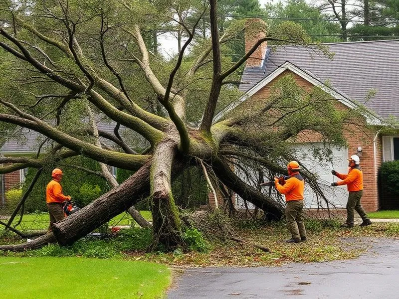 Storm-damaged tree removal from a driveway in Columbia, SC
